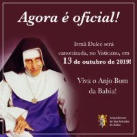 Canonização de Irmã Dulce será realizada em outubro no Vaticano