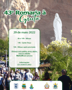 Romaria à Gruta de Nossa Senhora de Lourdes ocorre no dia 29 de maio em Dom Pedro de Alcântara