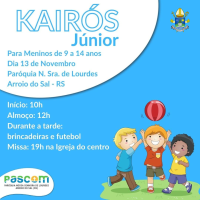 Encontro vocacional Kairós Junior ocorre domingo, 13 de novembro, em Arroio do Sal