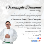Com o lema “Chamaste-me, aqui estou!”, Alessandro Ramos Redez Campoçano será ordenado diácono permanente